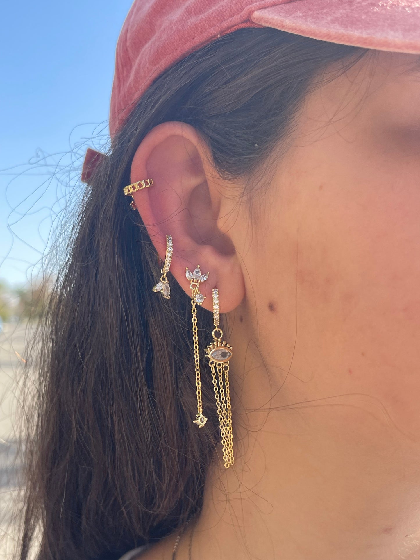 Crystal Evil Eye Gold Plated Single Earrings
