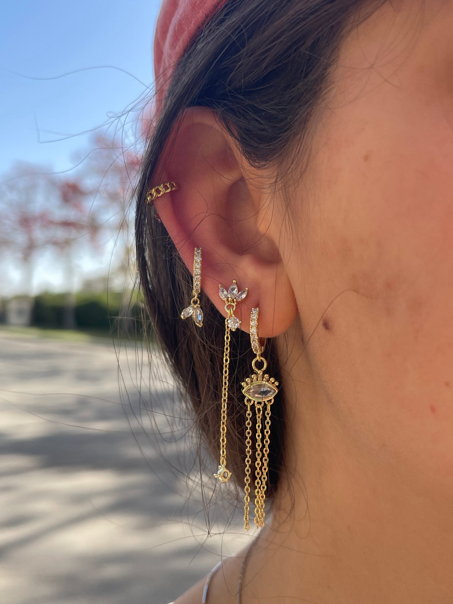 Crystal Evil Eye Gold Plated Single Earrings