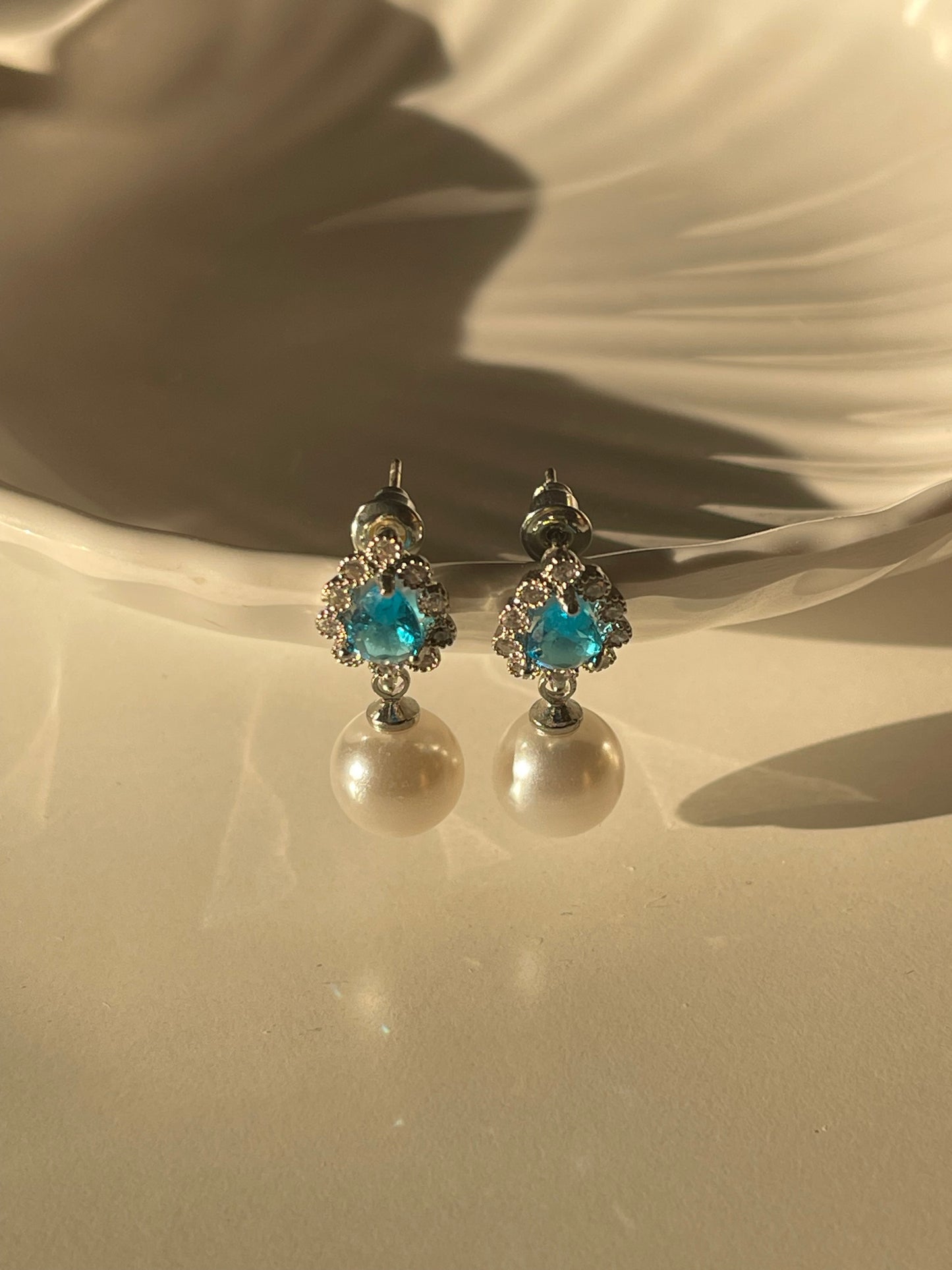 Crystal Pearl Dangle Earrings