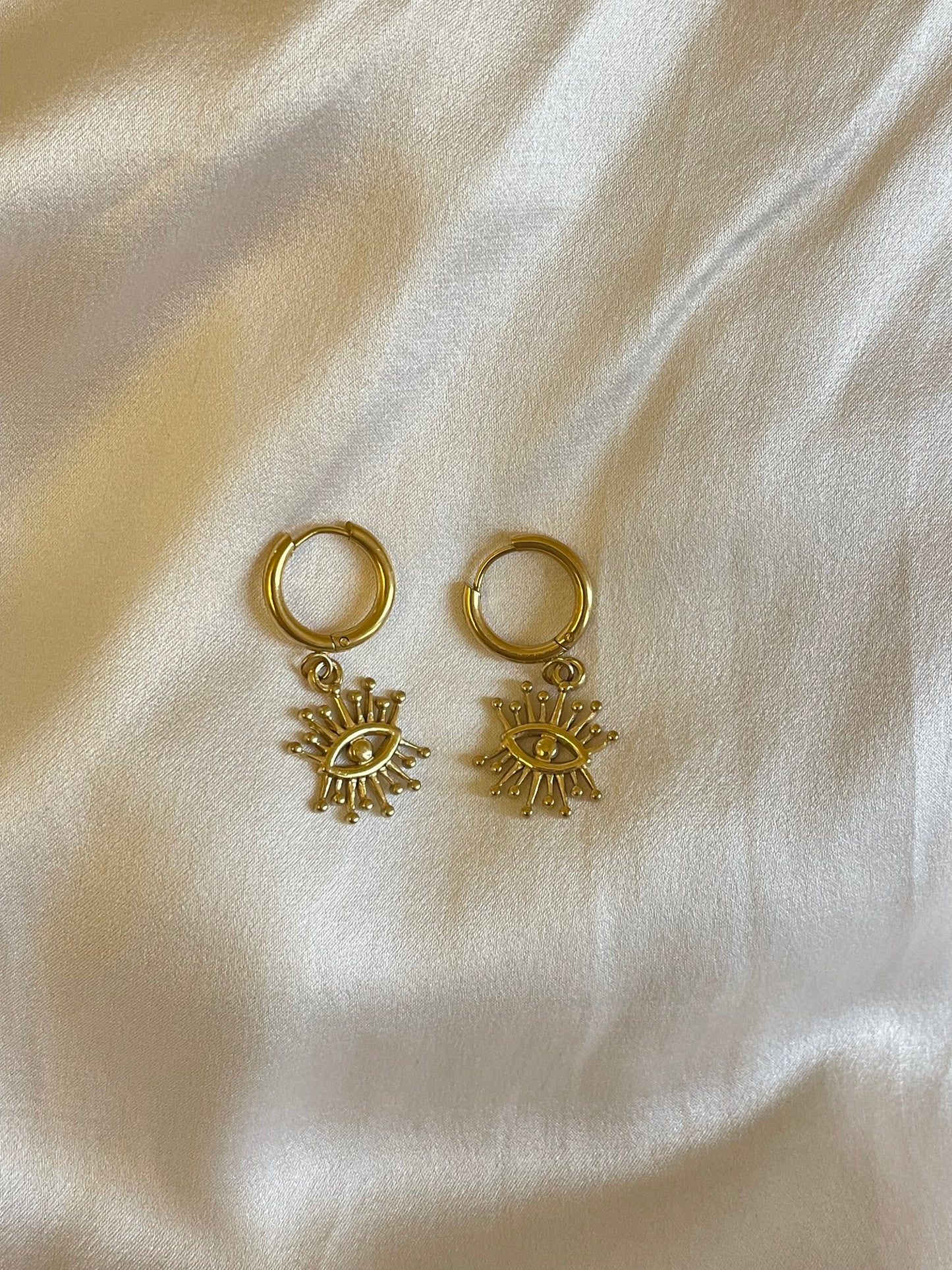 Evil Eye Hoop Earrings (Stainless Steel)