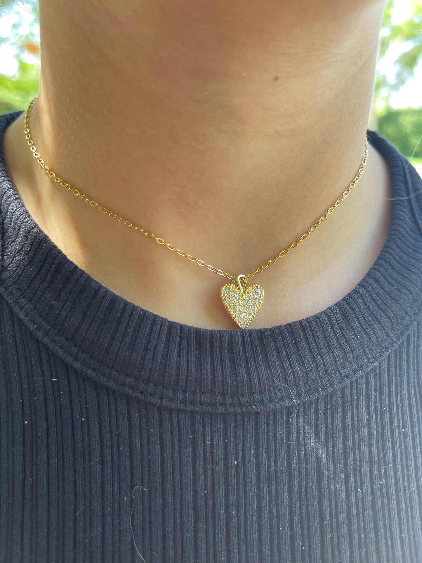 Crystal Heart Necklace (Stainless Steel)