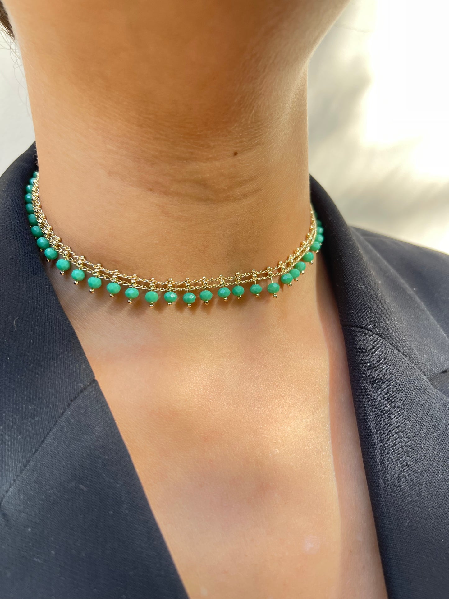 Emerald Gold Plated Choker