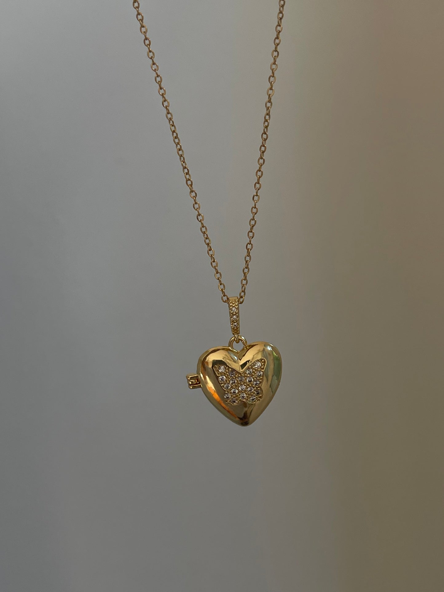 Heart Locket Necklace - Butterfly Edition (Stainless Steel)