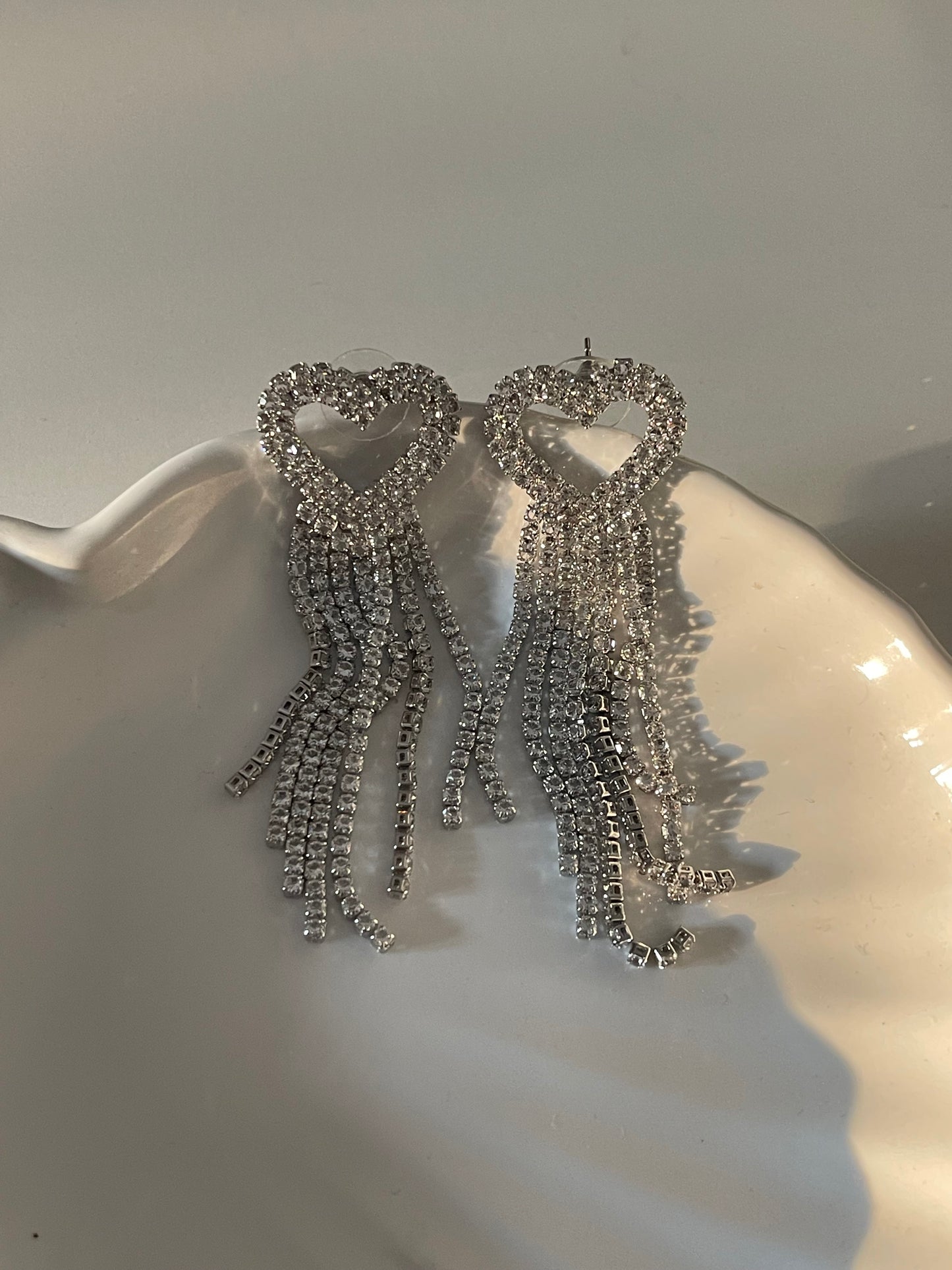 Crystal Heart Dangle Earrings