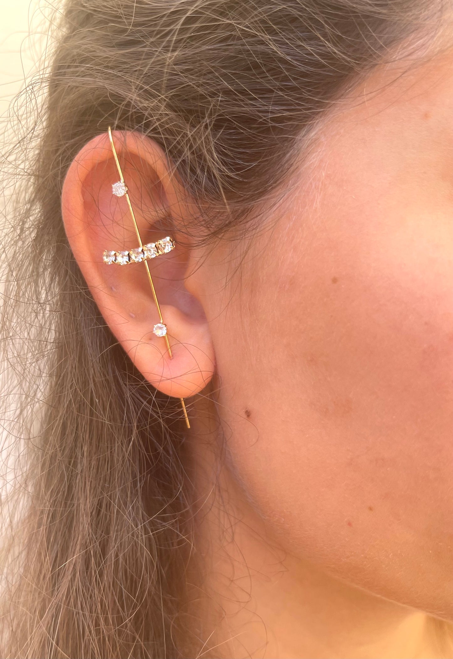 Trio Crystal Ear Pin