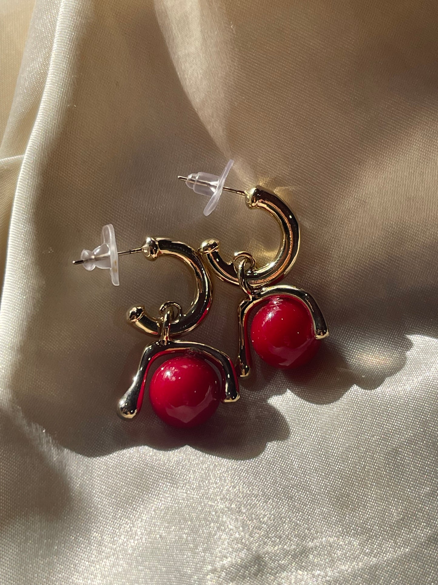 Cherry Hoops Statement Earrings