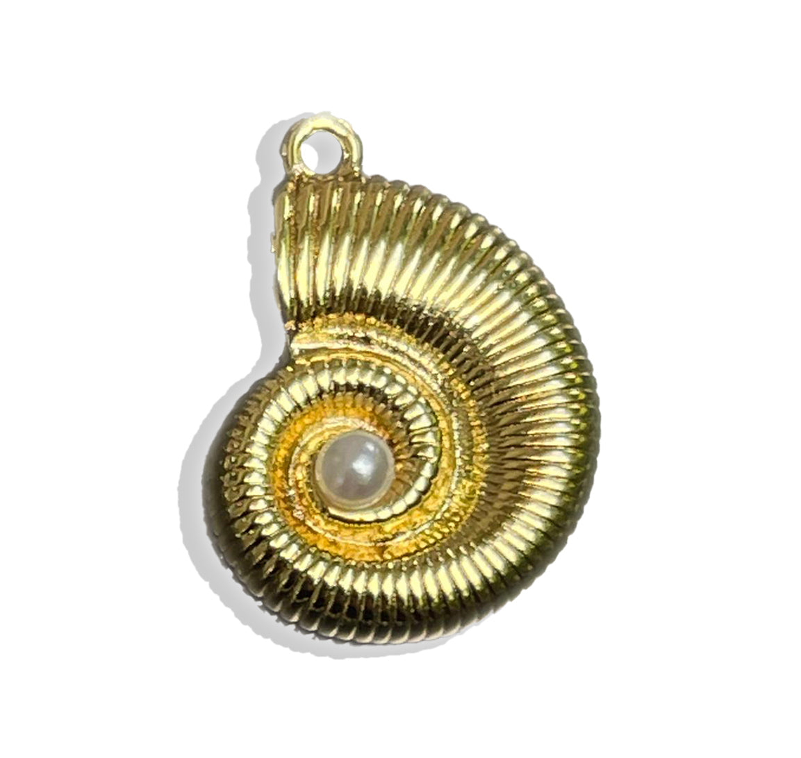 Seashell Pearl Charm- Gold Plated