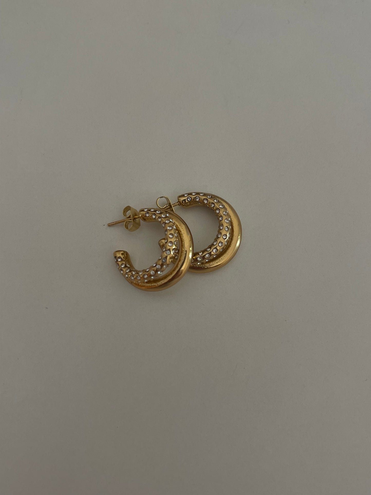 Double Crystal Hoop Earrings (Stainless Steel)