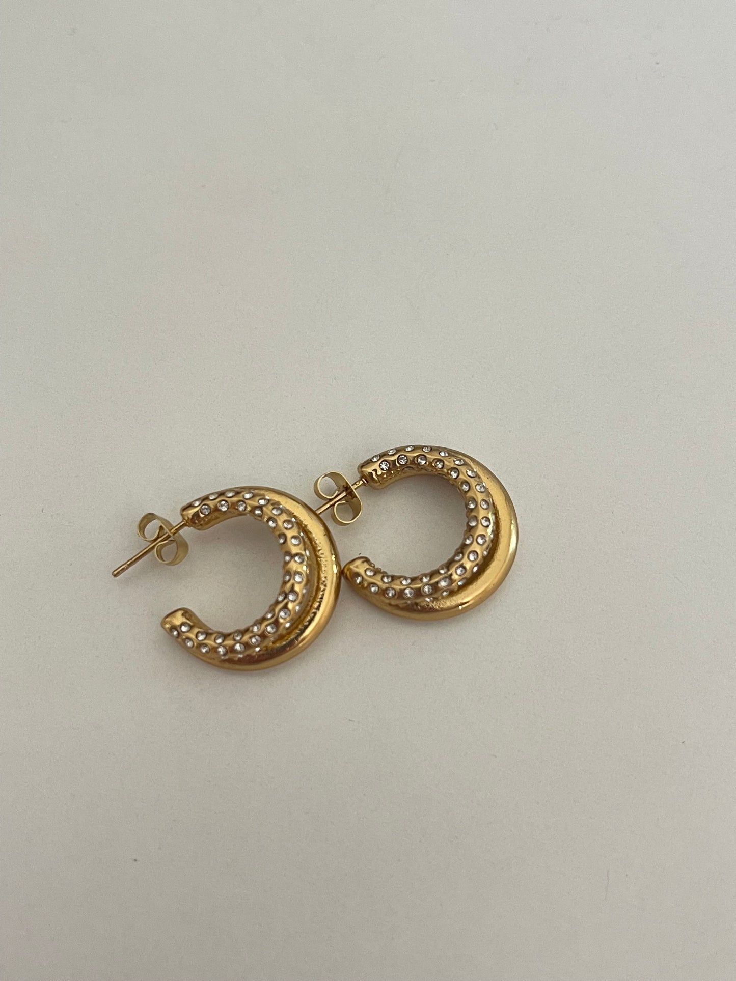 Double Crystal Hoop Earrings (Stainless Steel)