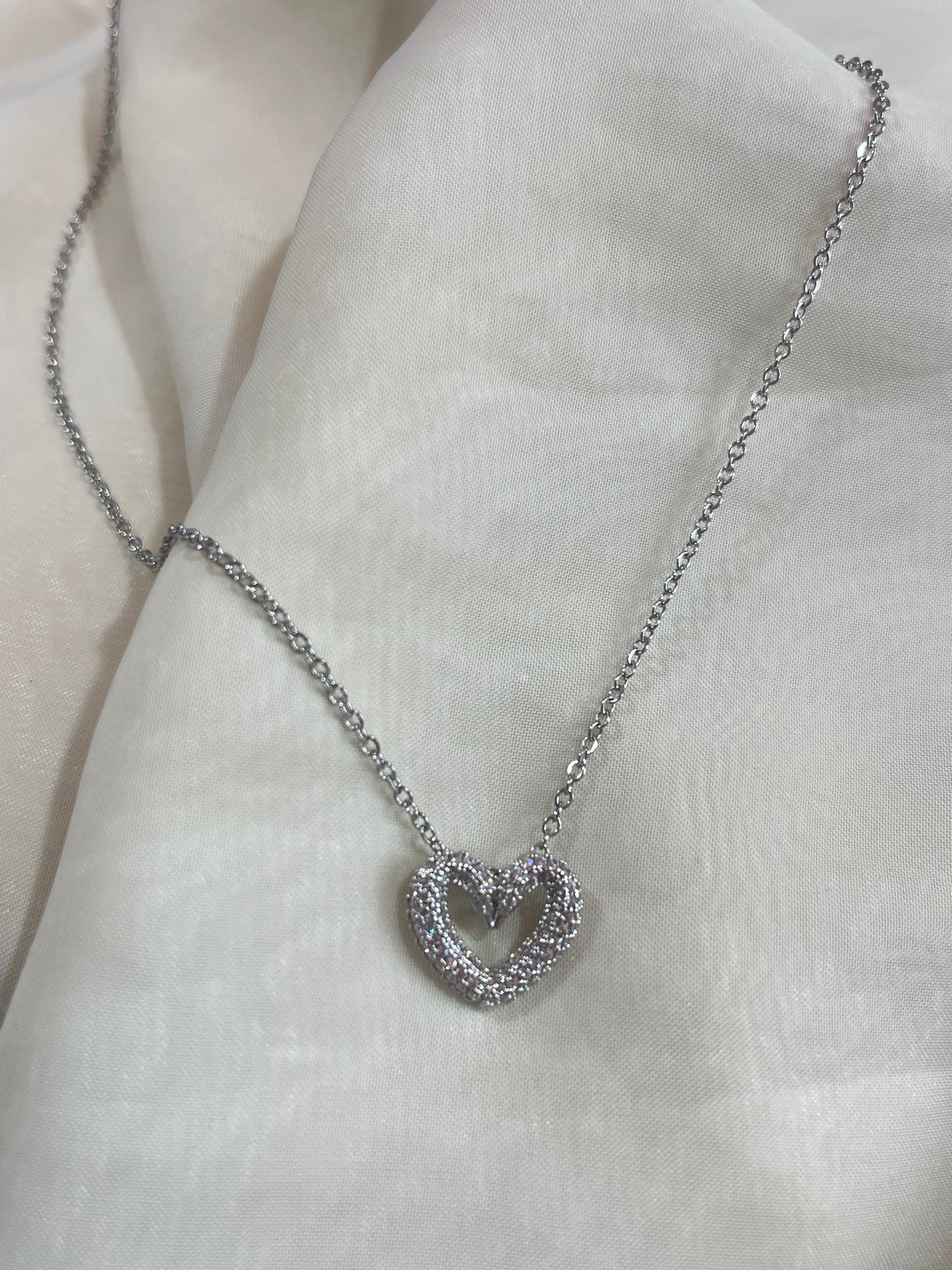 Crystal Heart Necklace (Stainless Steel)