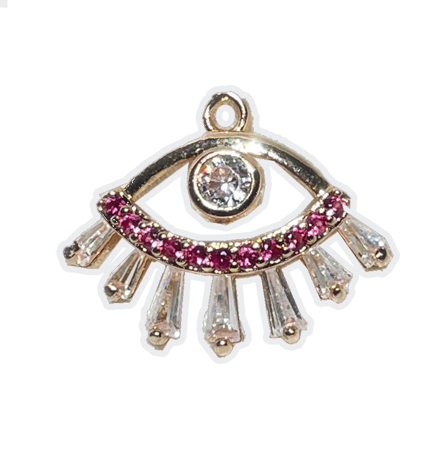 Evil Eye Ruby Charm- Gold Plated