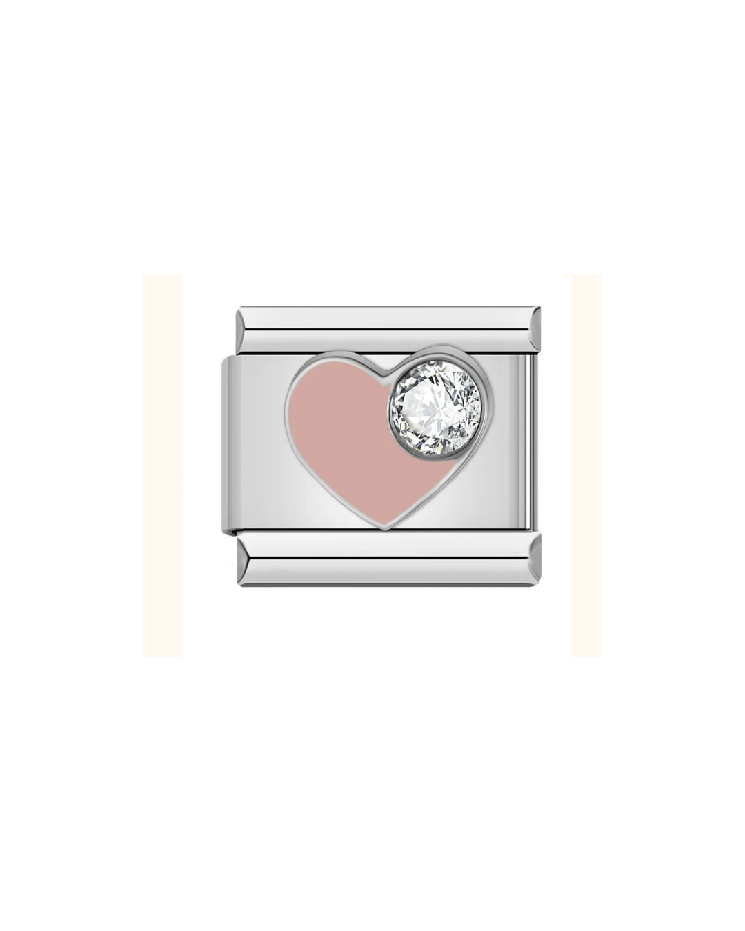 Crystal Pink Heart- Silver Italian Charm
