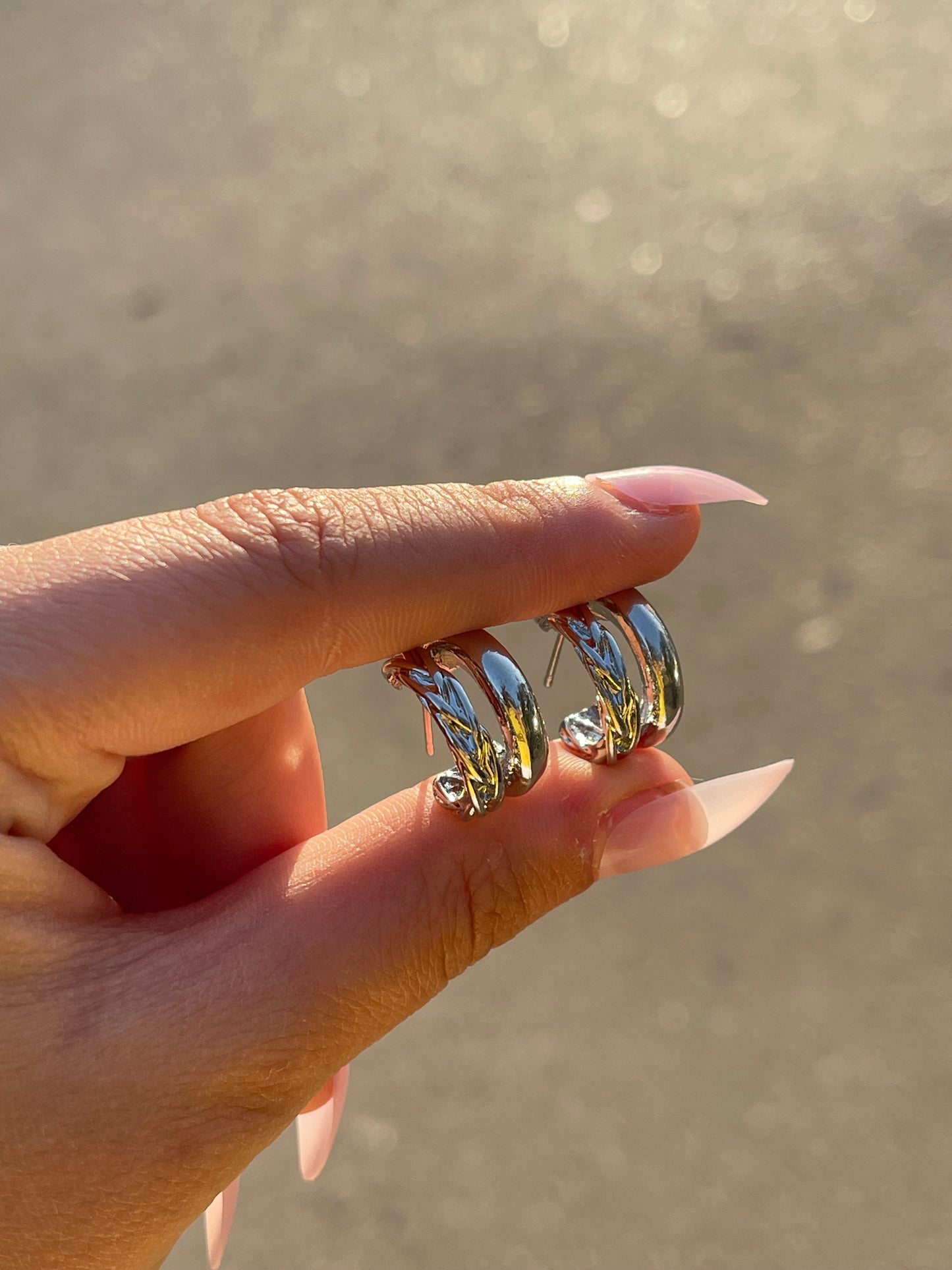 Mini Chained Hoop Earrings