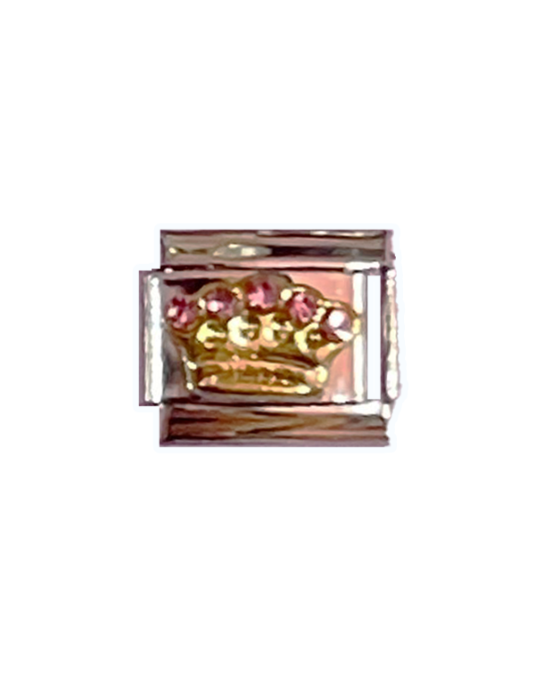 Pink Princess Crown- Silver Italian Charm