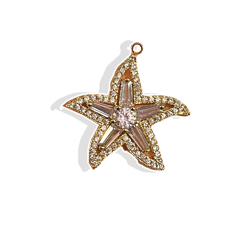 Crystal Starfish Statement Charm- Gold Plated