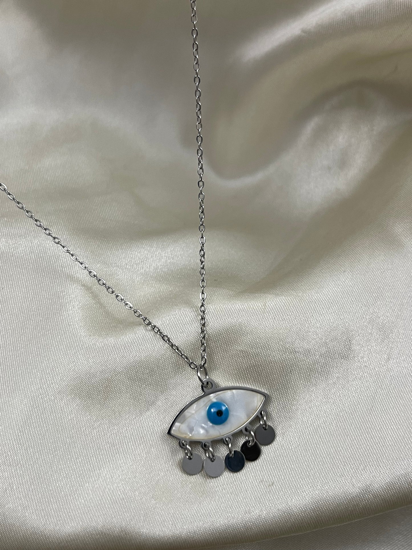 Evil Eye Dangle Necklace -Stainless Steel