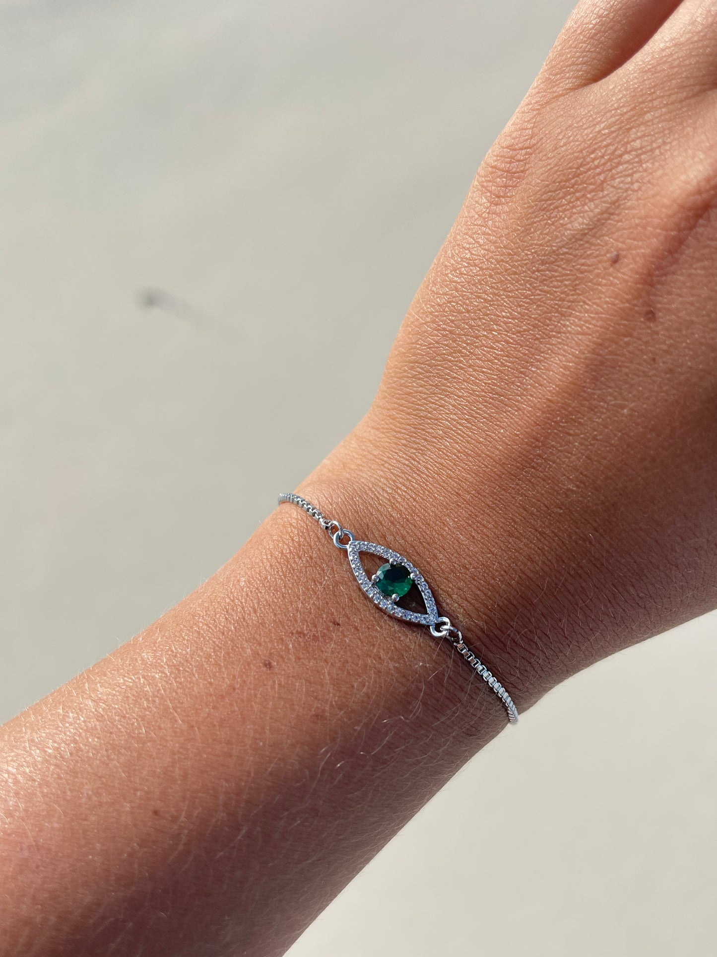 Emerald Evil Eye Bracelet (Stainless Steel)