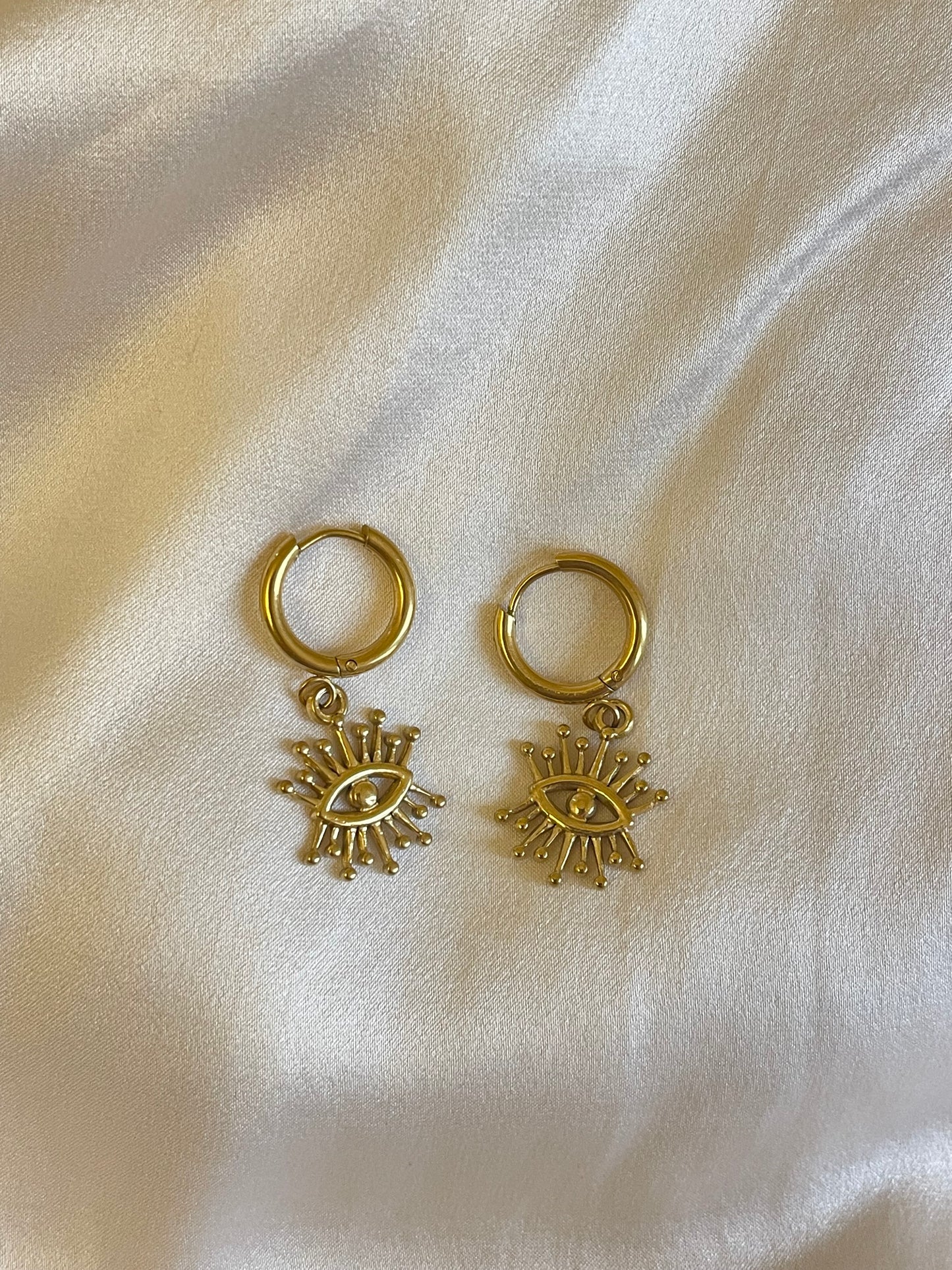 Evil Eye Hoop Earrings (Stainless Steel)