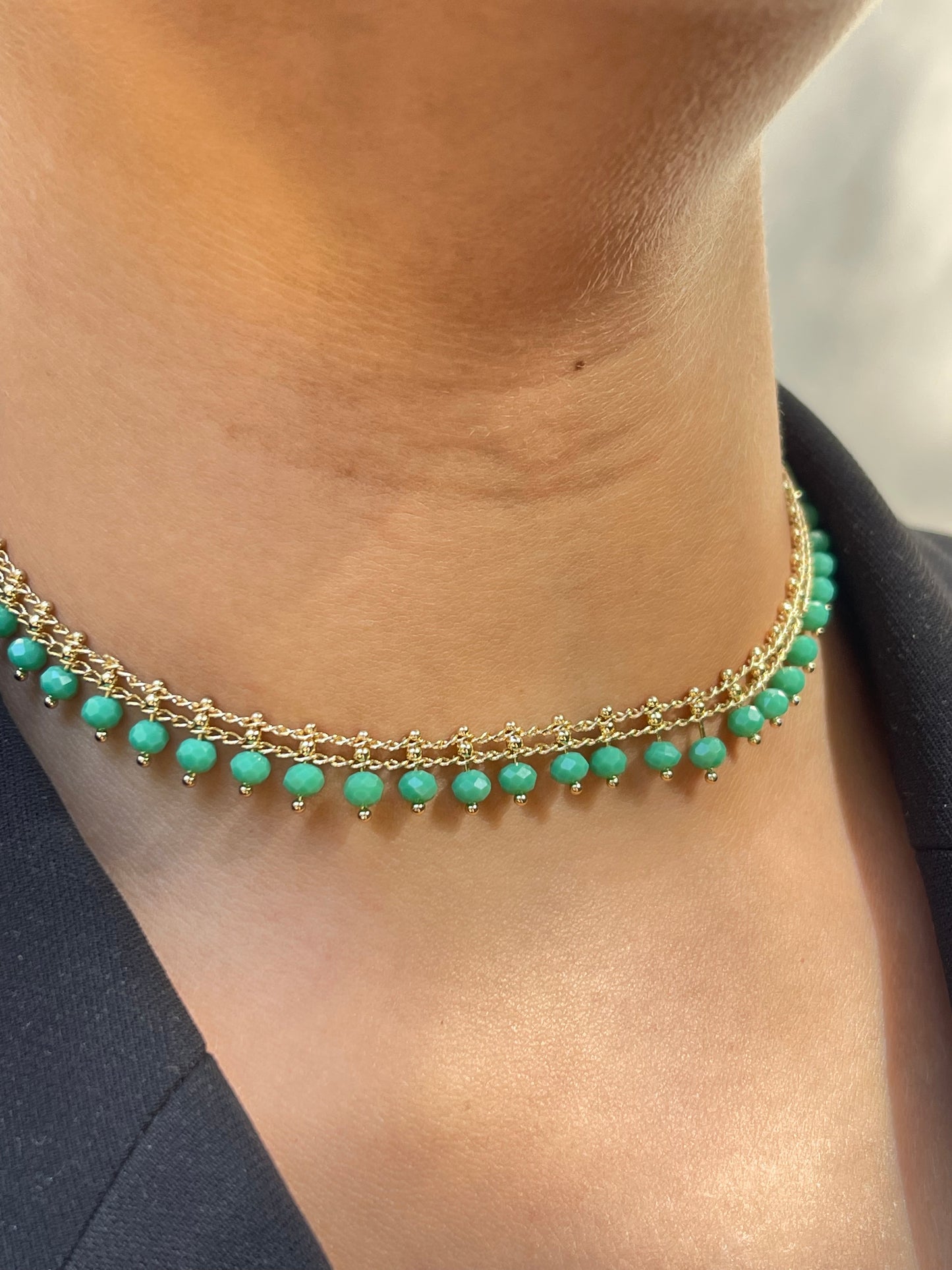 Emerald Gold Plated Choker
