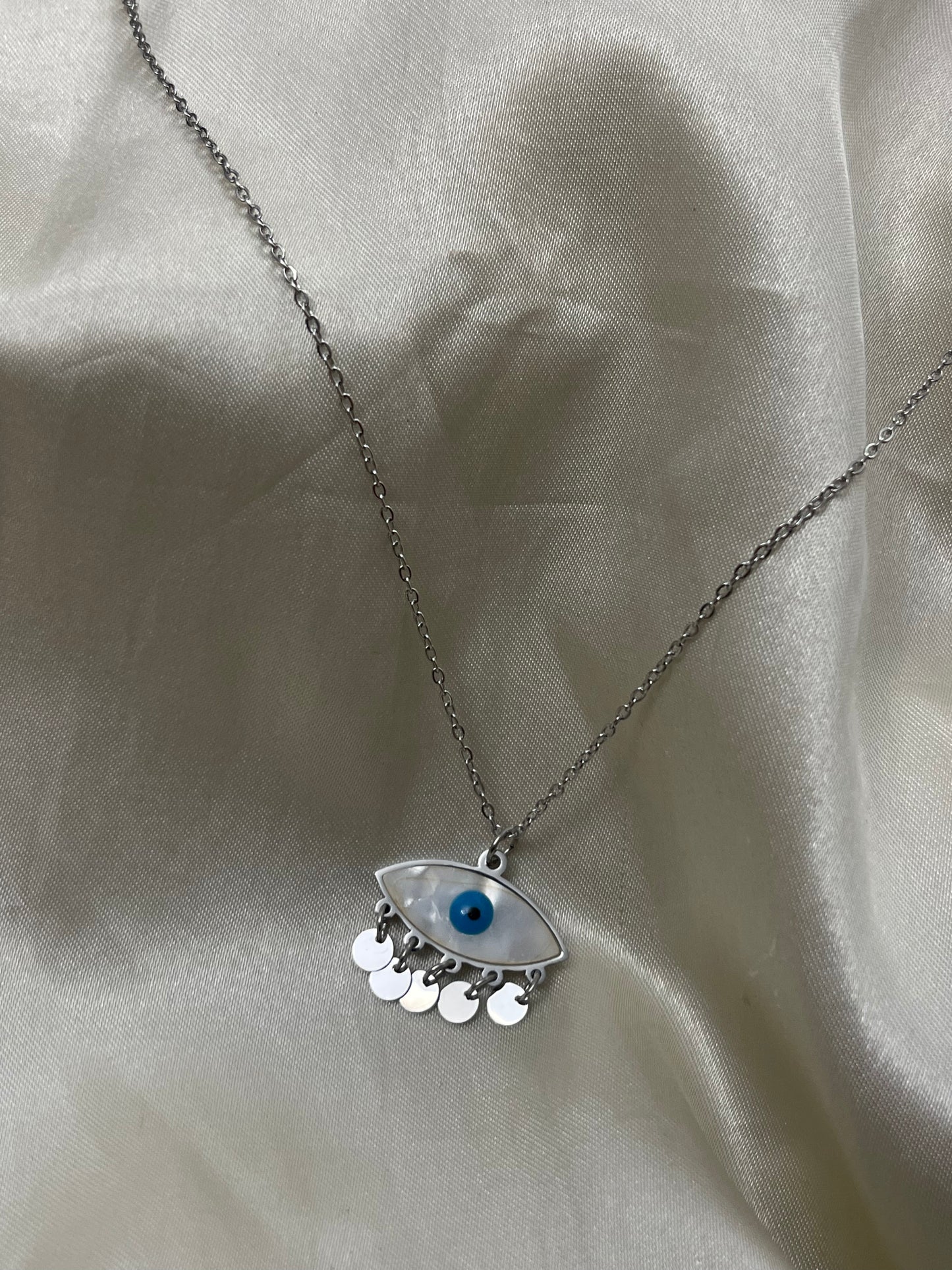 Evil Eye Dangle Necklace -Stainless Steel