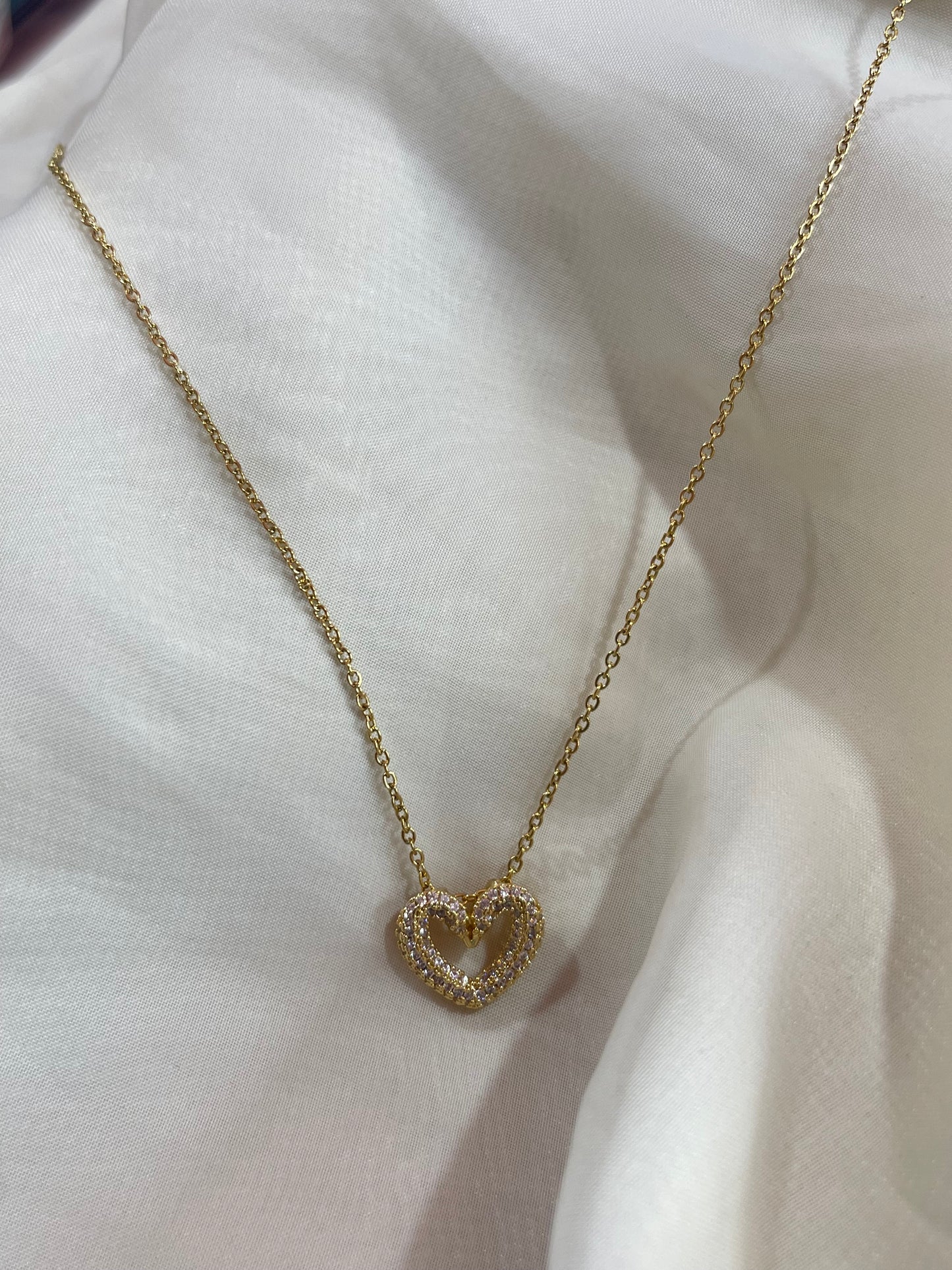 Crystal Heart Necklace (Stainless Steel)