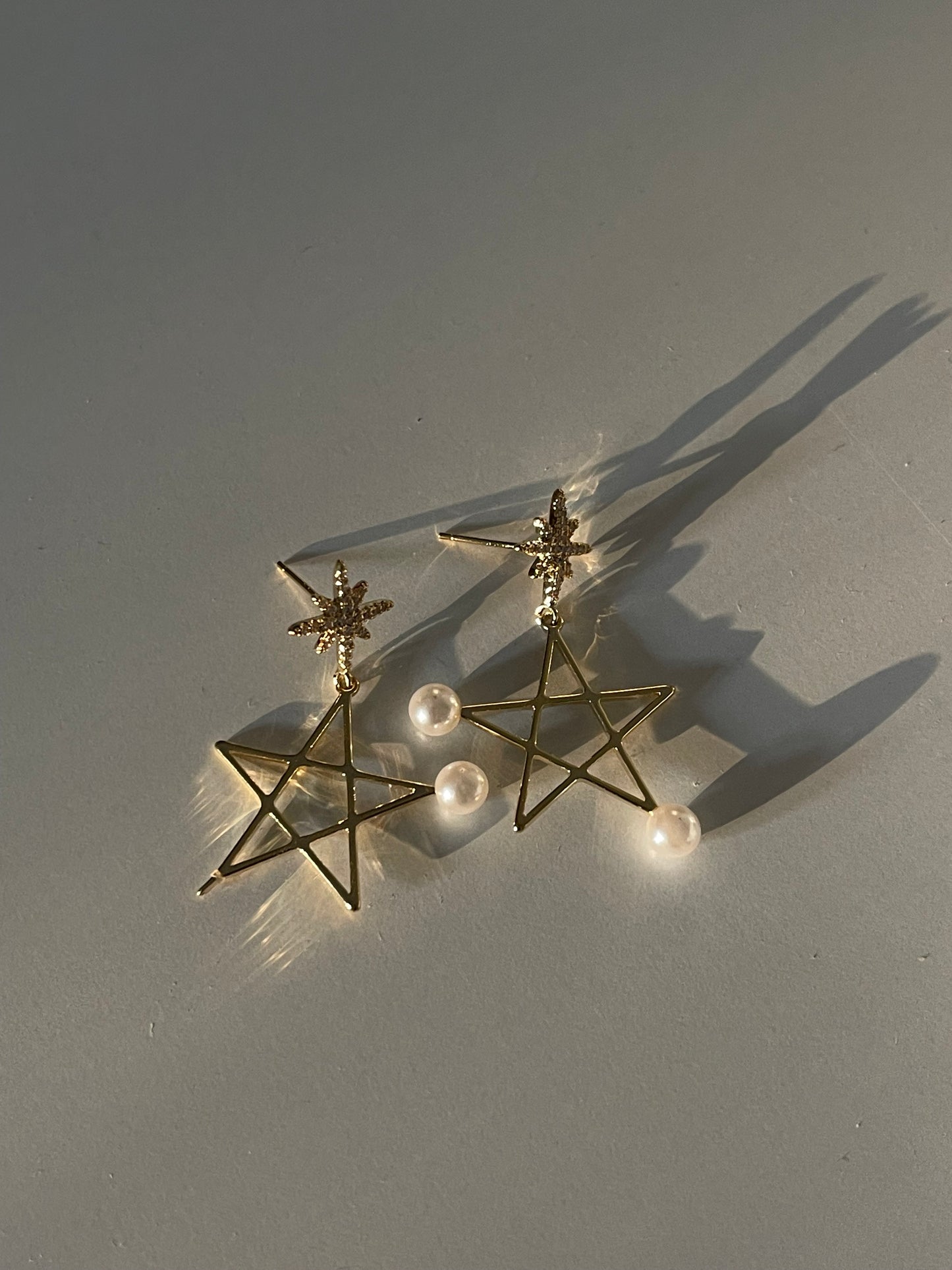 Pearl Star Dangle Earrings