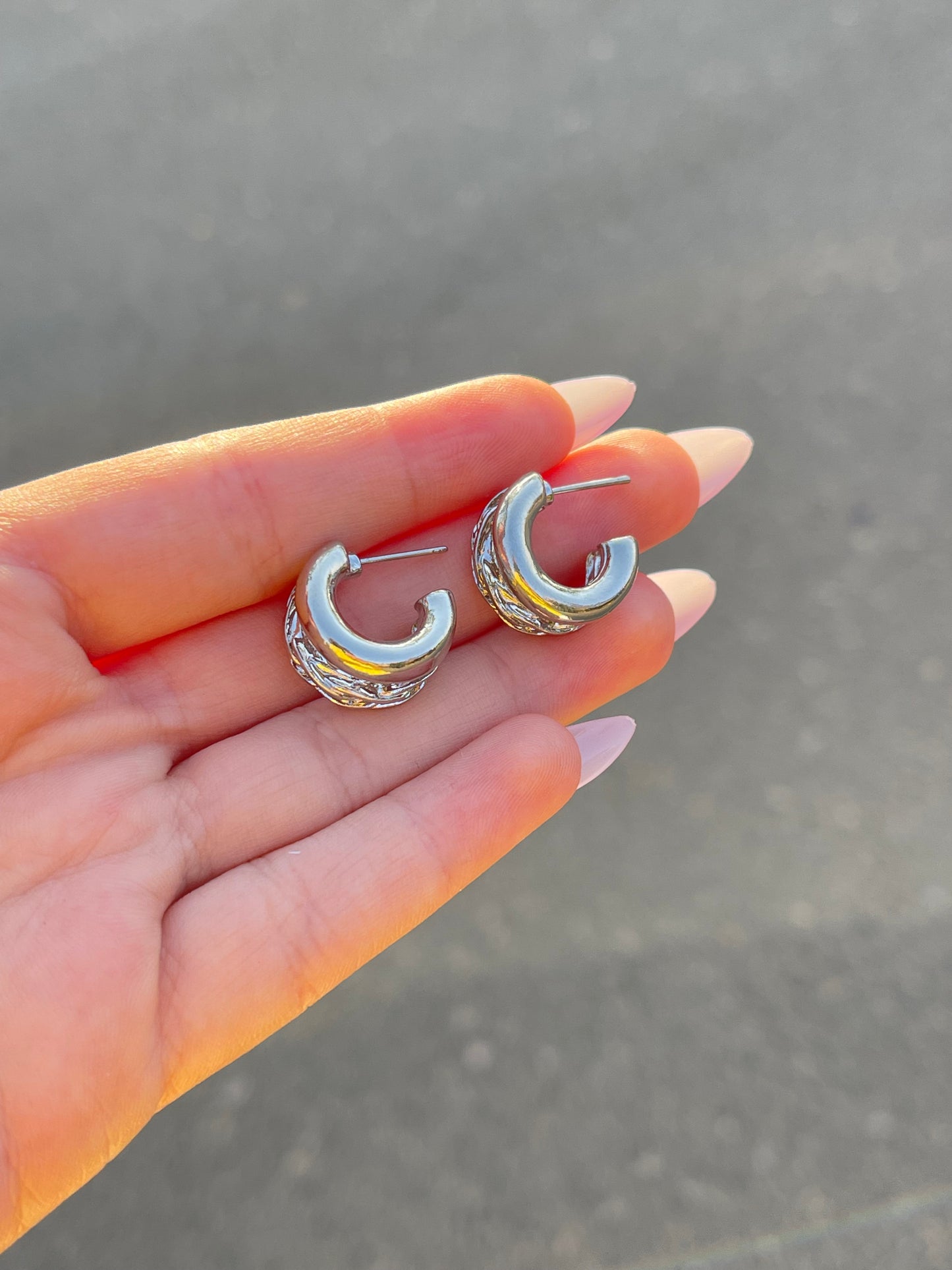 Mini Chained Hoop Earrings