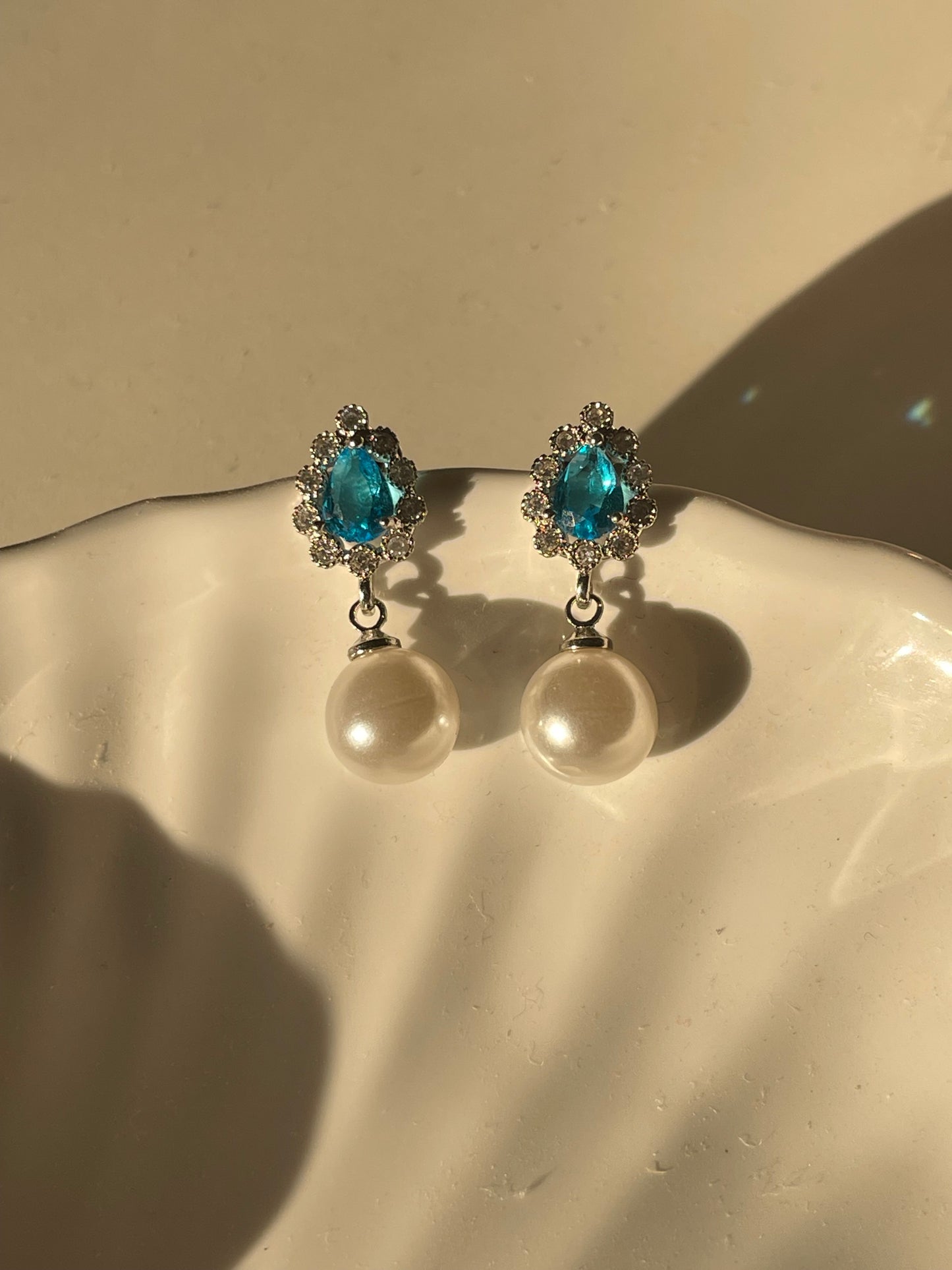 Crystal Pearl Dangle Earrings