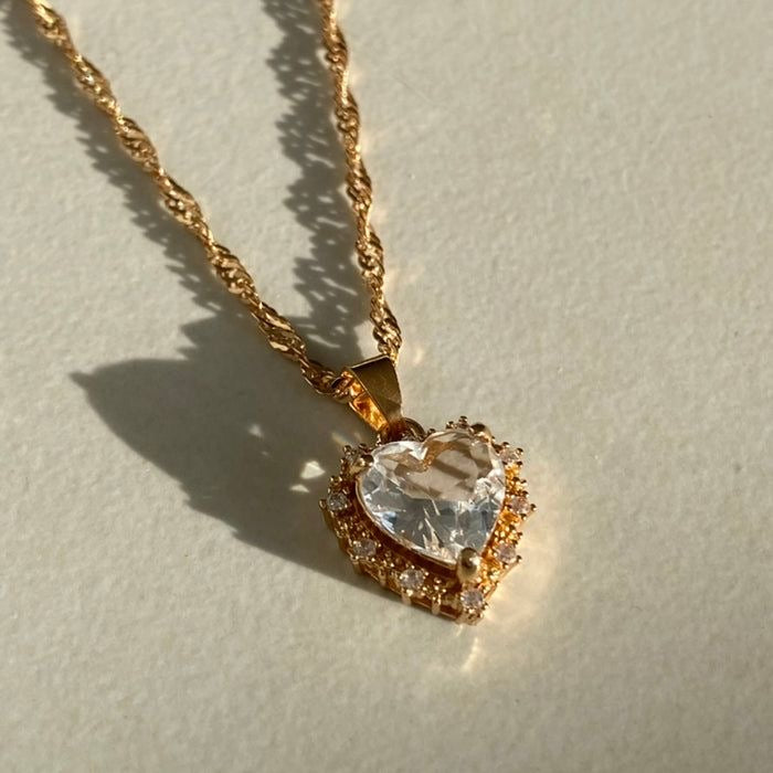 Crystal Heart Necklace (Stainless Steel)