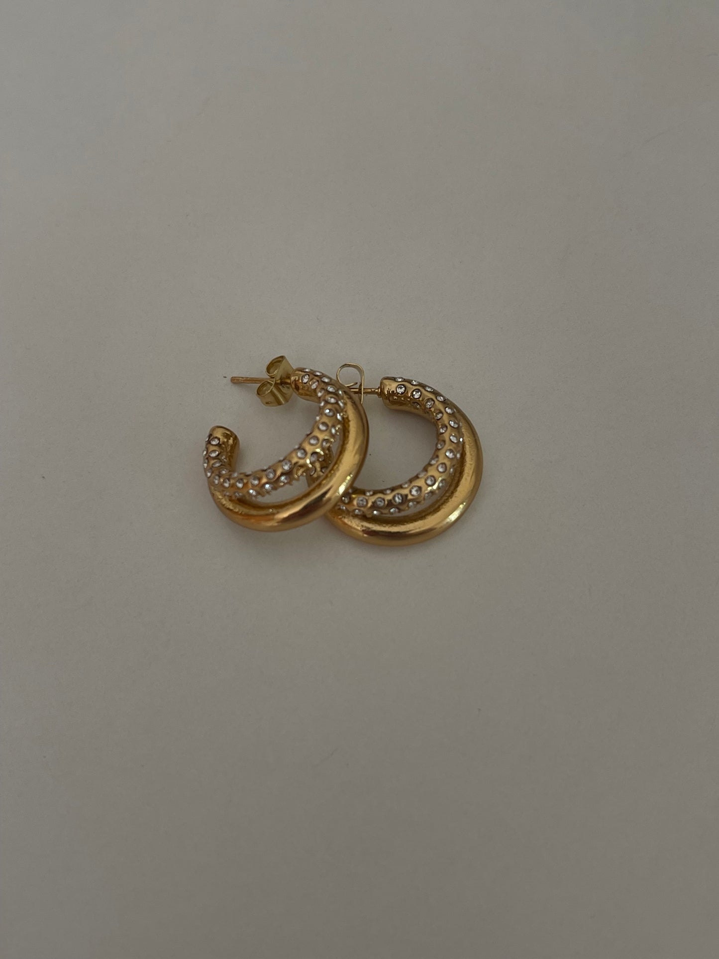 Double Crystal Hoop Earrings (Stainless Steel)