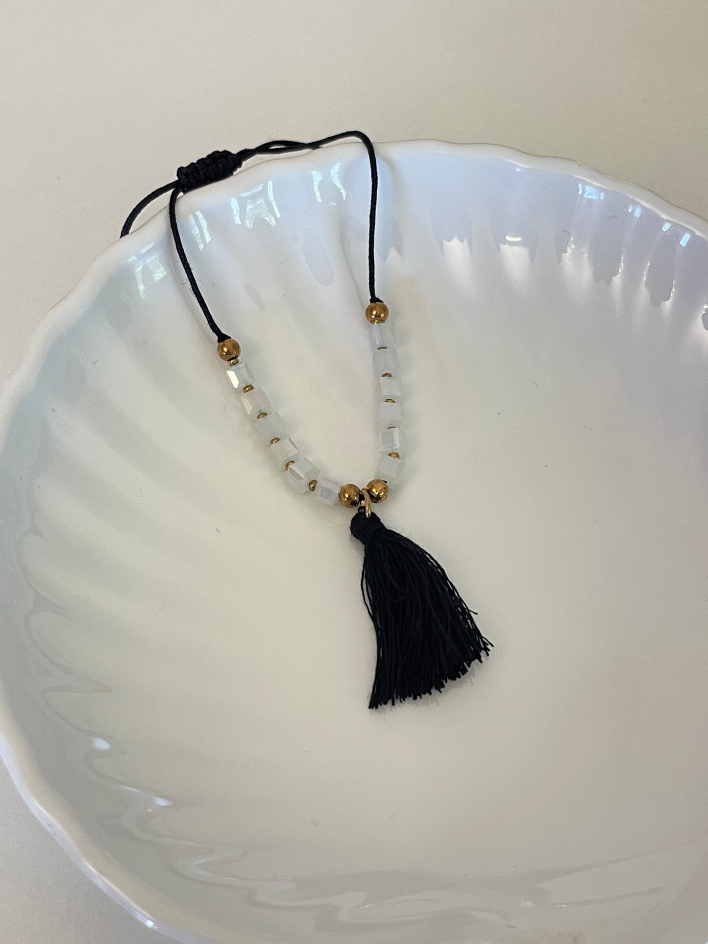 Black & White Feather Anklet