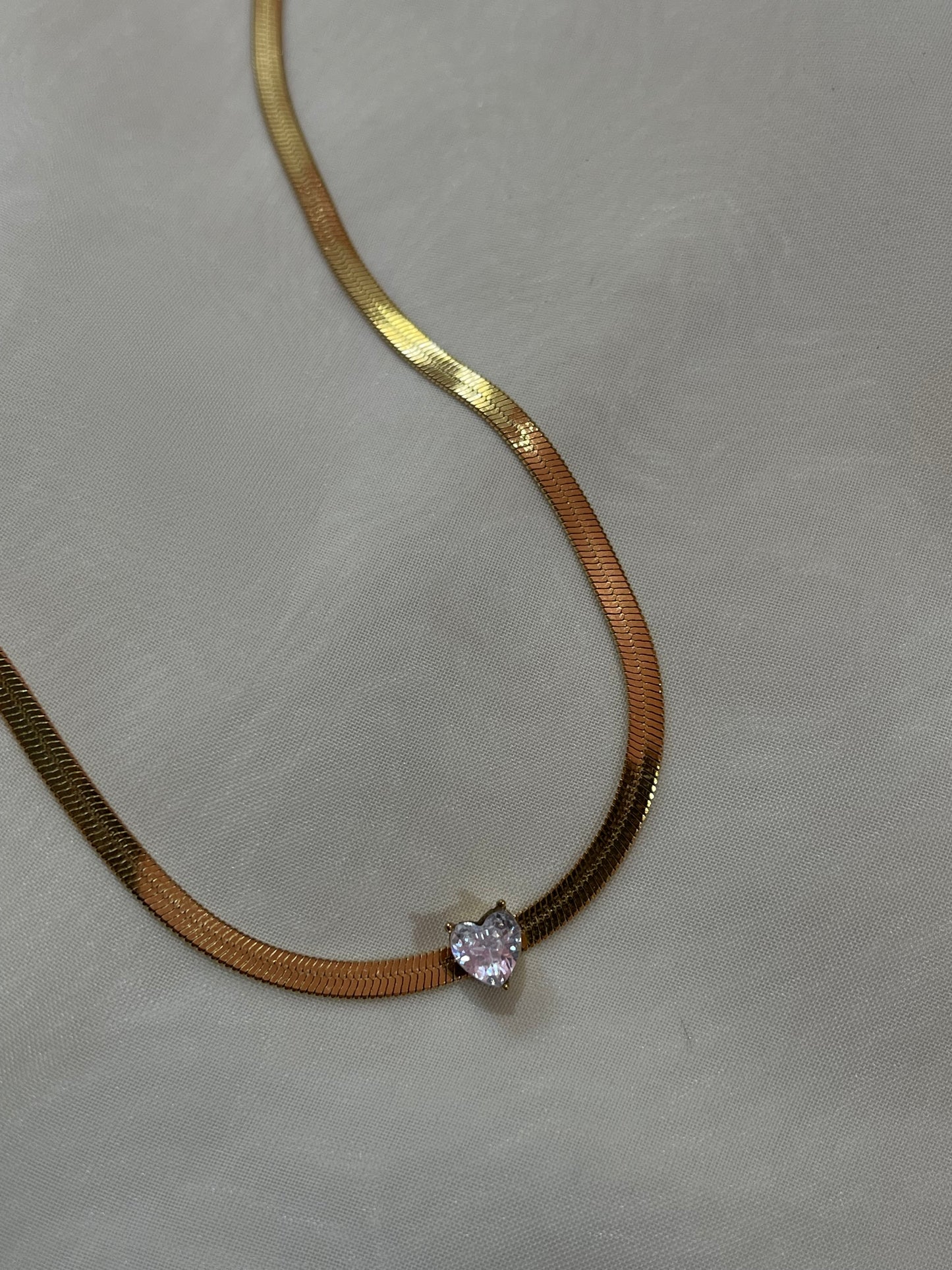 Dainty-Heart Snake Necklace- Stainless Steel