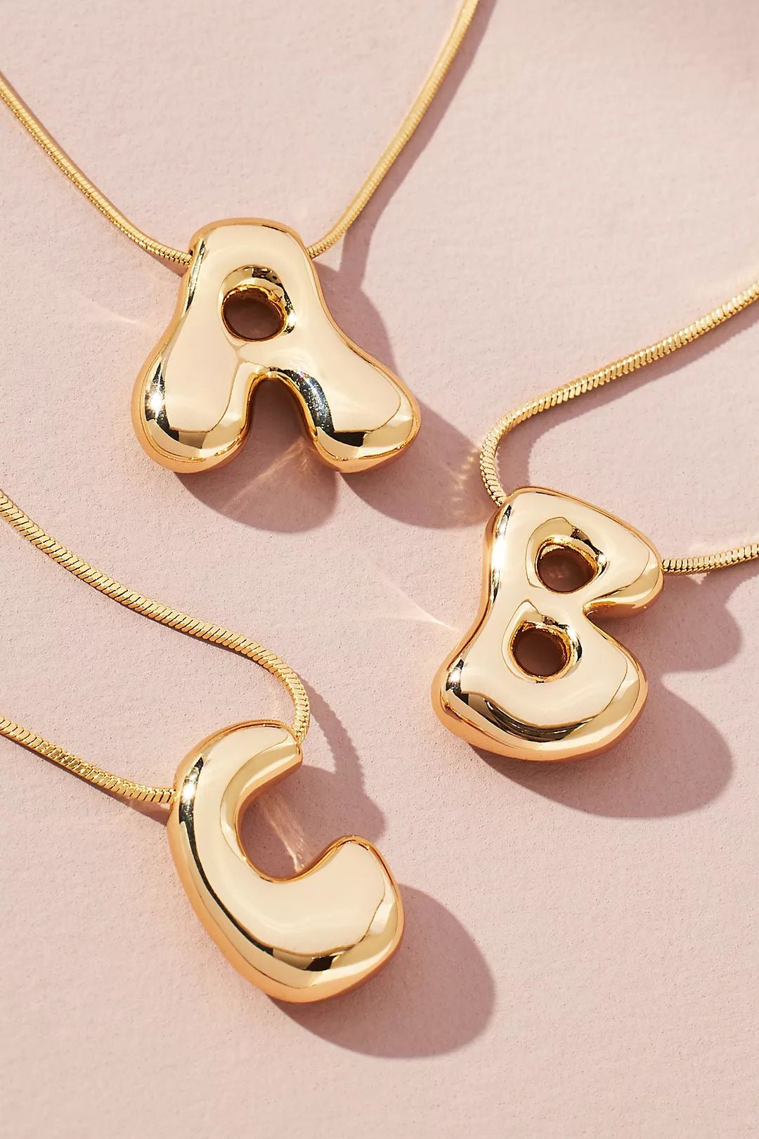 Curvy Bubble Initial Letter Necklace (Stainless Steel)