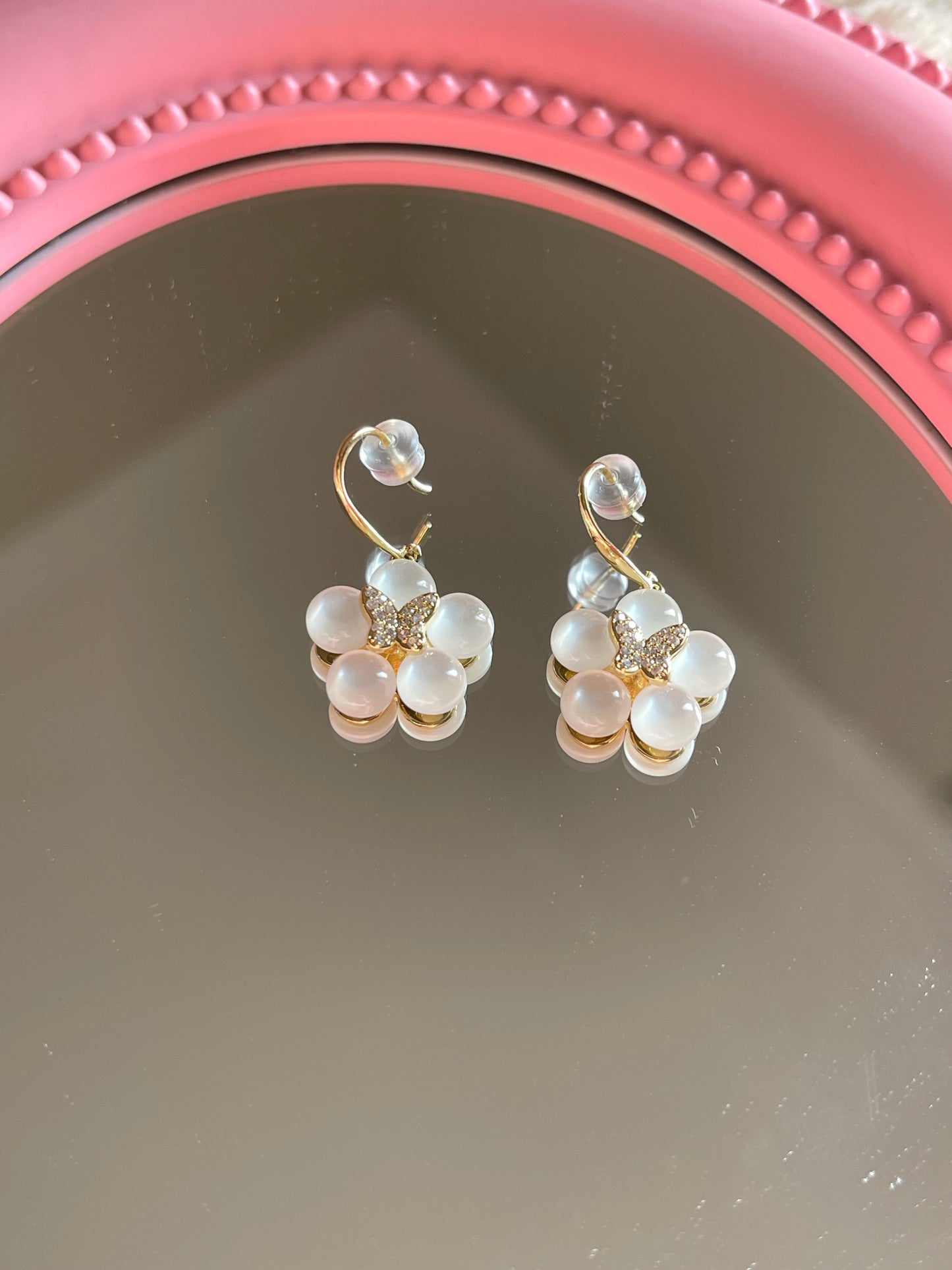 Dainty Butterfly Pearl Earrings