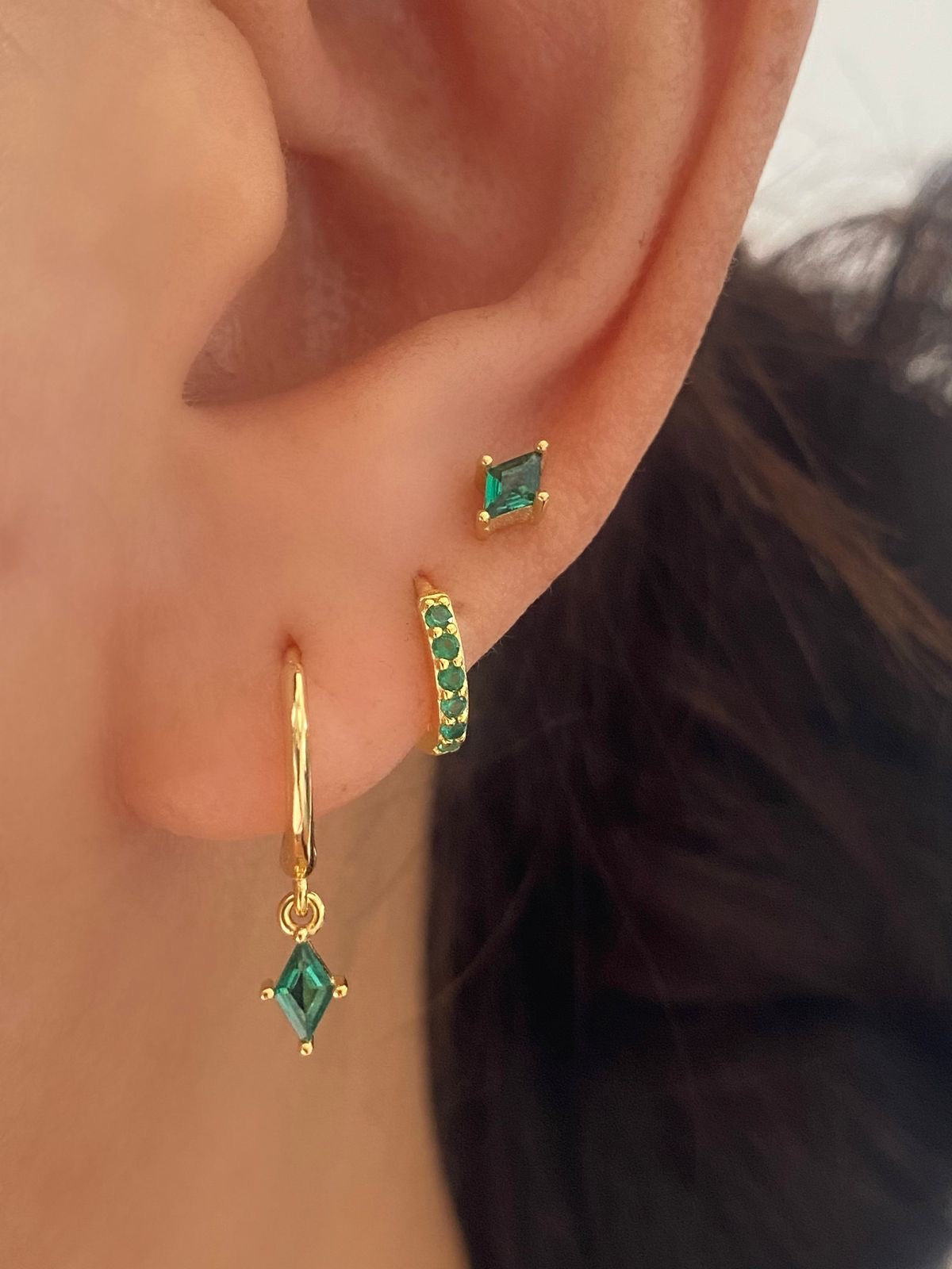 Mini Crystal Hoop Earrings (Gold Plated)