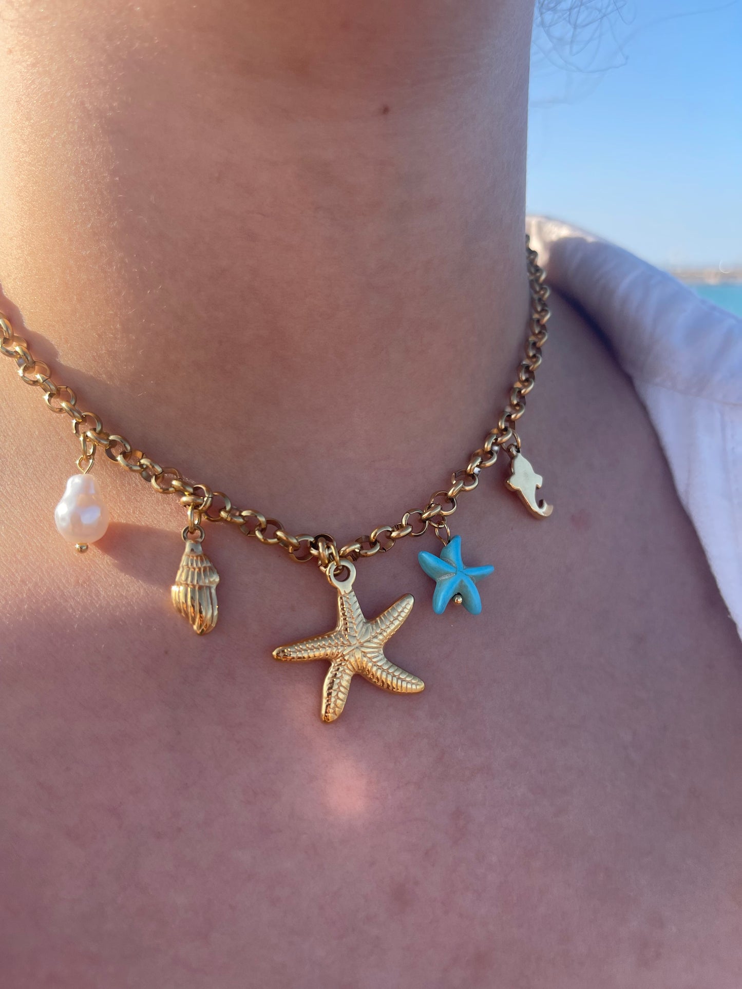 Starfish Charm Necklace- Stainless Steel