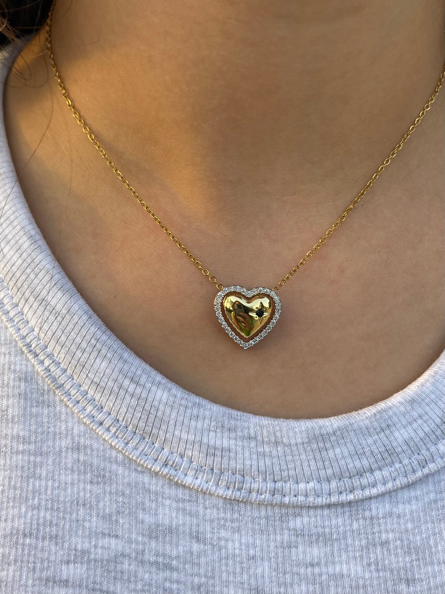 Mixed Crystal Heart Necklace (Stainless Steel)