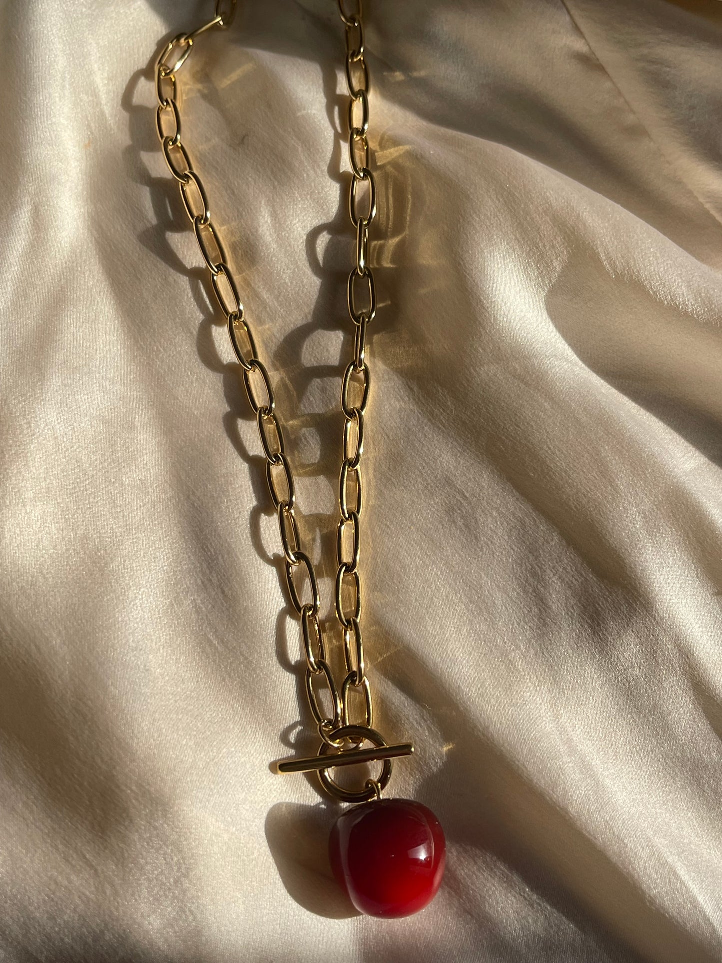 Red Apple Chain Necklace (Stainless Steel)