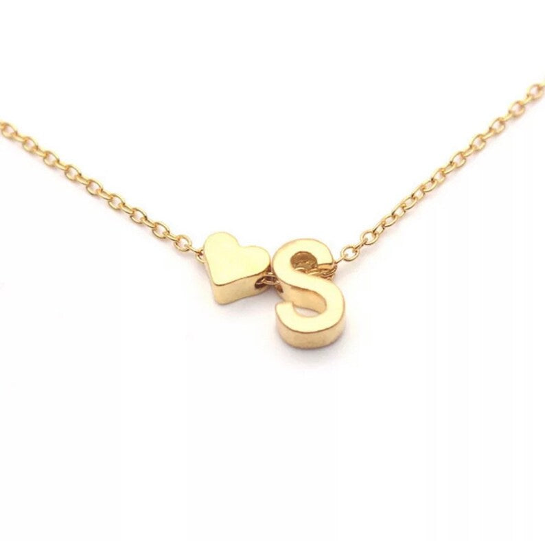 Heart Letter Necklace (Stainless Steel)
