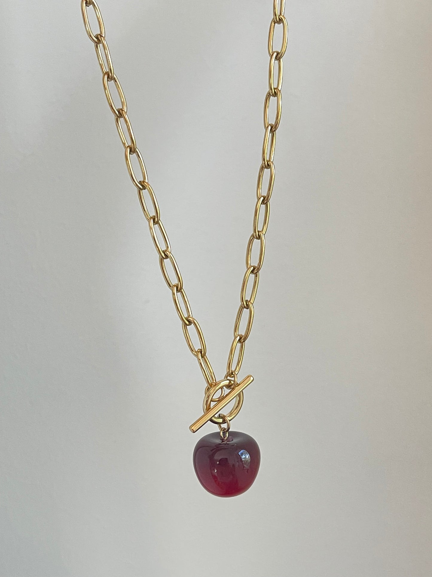 Red Apple Chain Necklace (Stainless Steel)