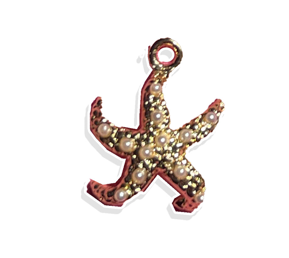 Curly Pearl Starfish Charm- Gold Plated