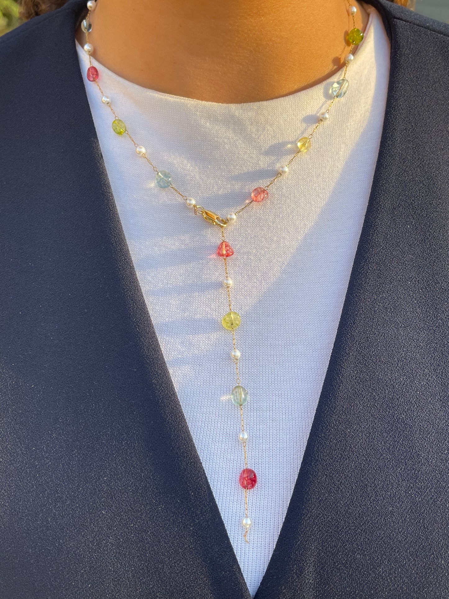 Colorful Stones Drop Necklace (Gold Plated + Limited Edition)