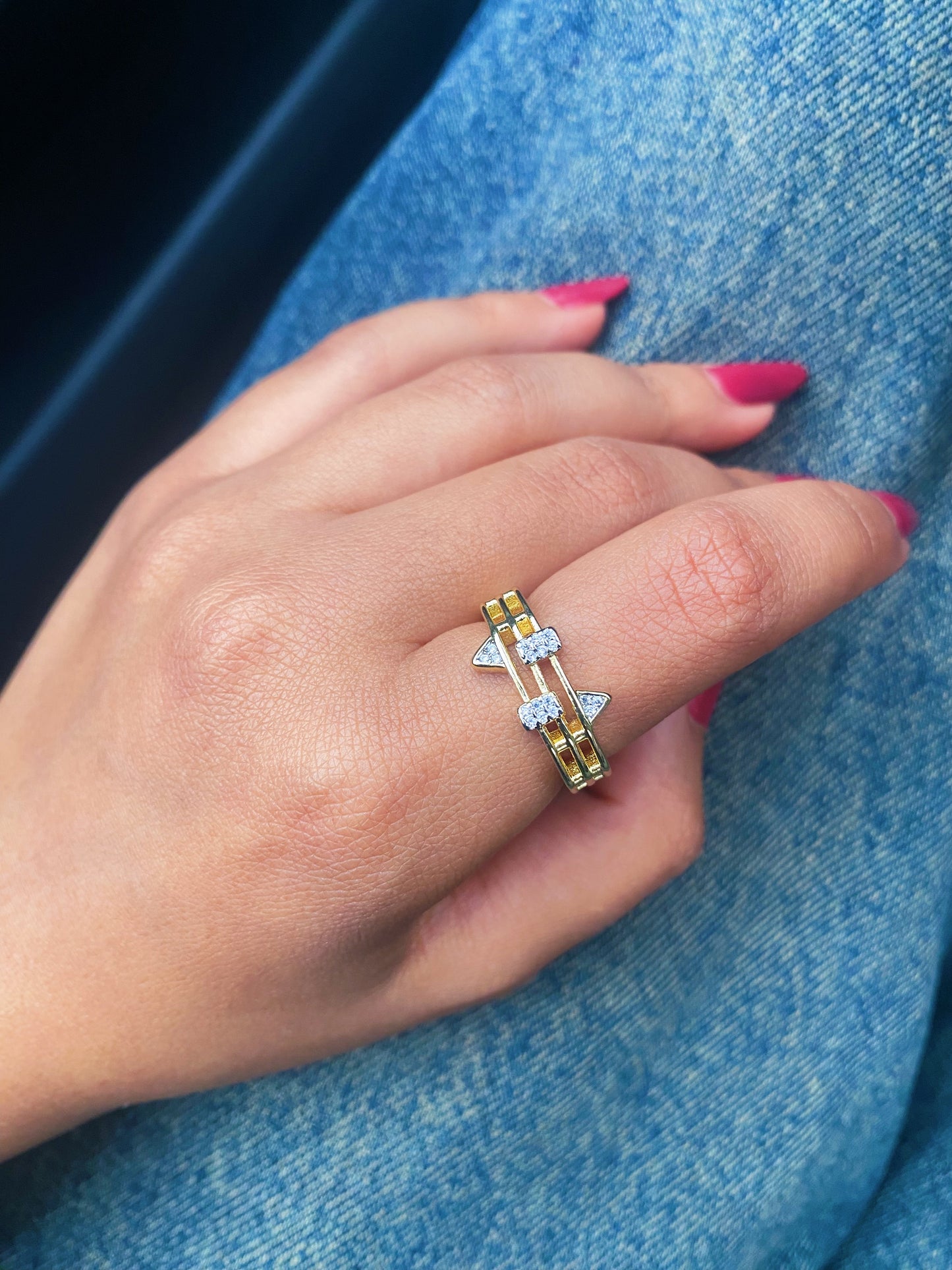 Diamond Crystal Ring (Gold Plated)