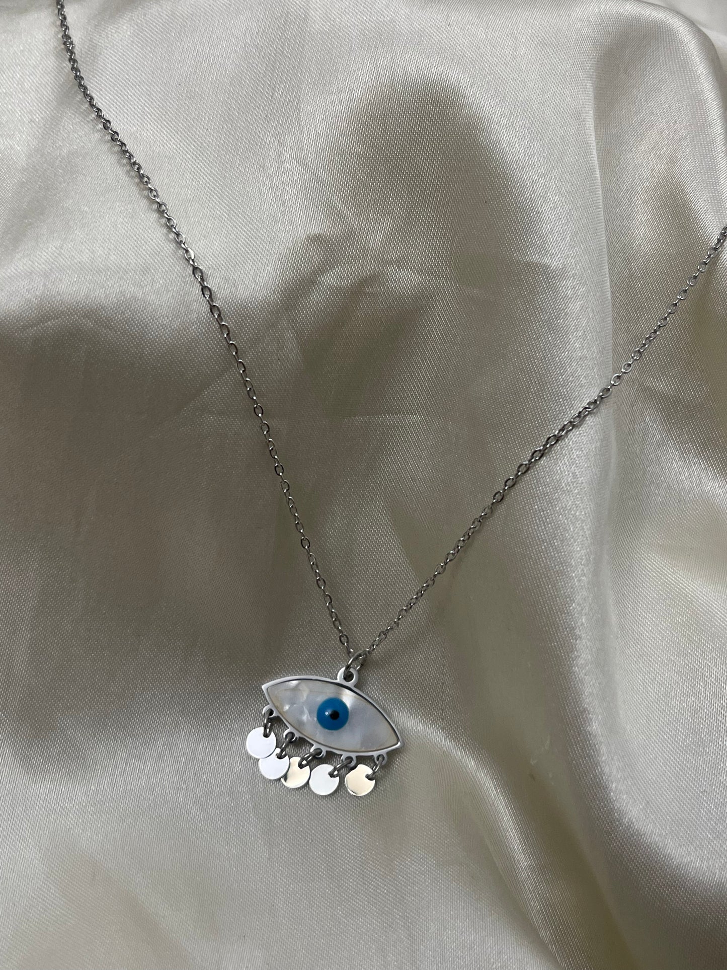 Evil Eye Dangle Necklace -Stainless Steel