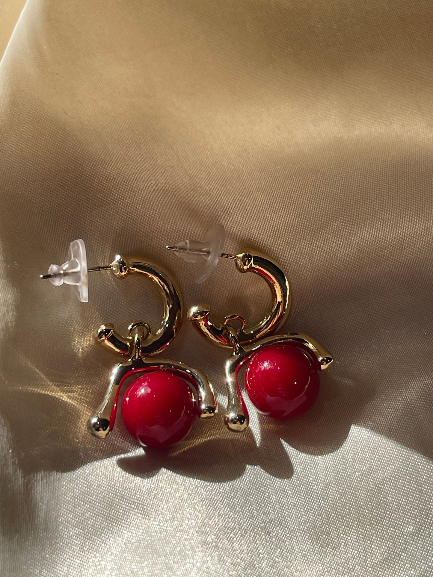 Cherry Hoops Statement Earrings