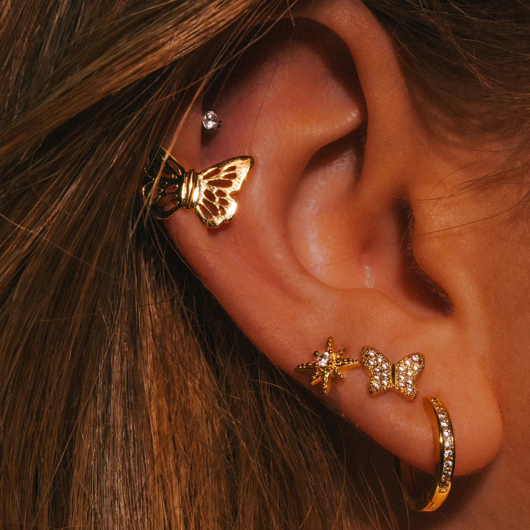 Mini Crystal Hoops (Gold Plated)