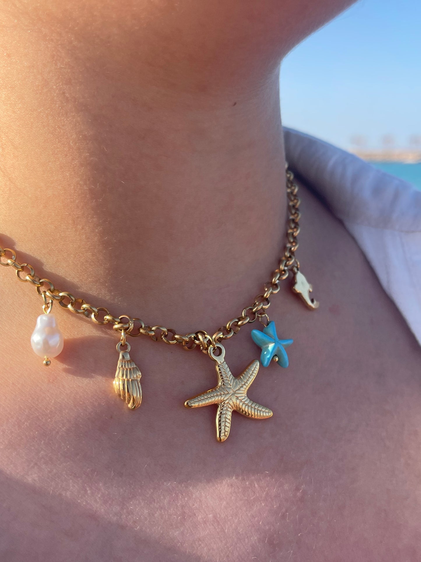 Starfish Charm Necklace- Stainless Steel