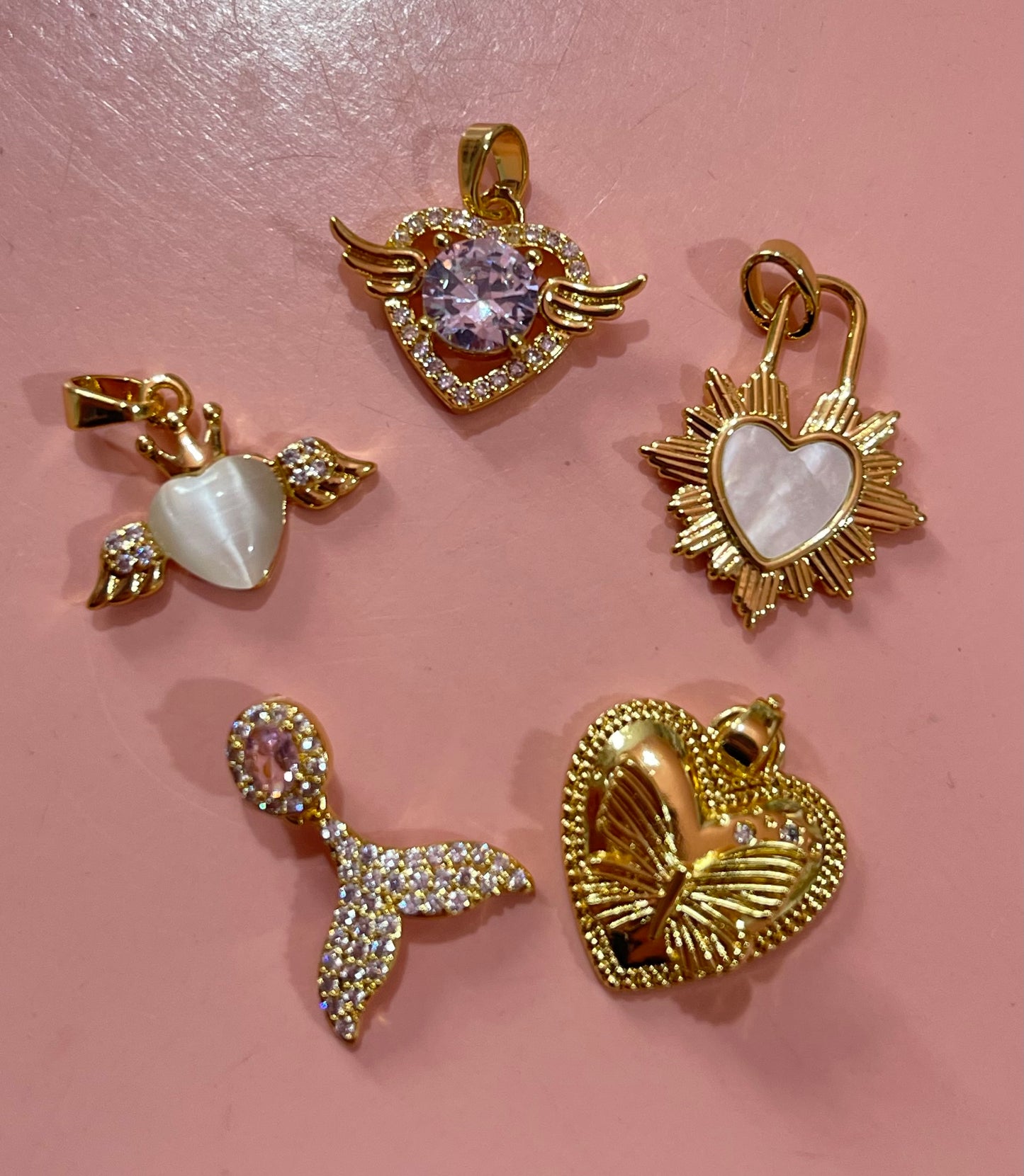 Butterfly Heart Charm (Gold Plated)
