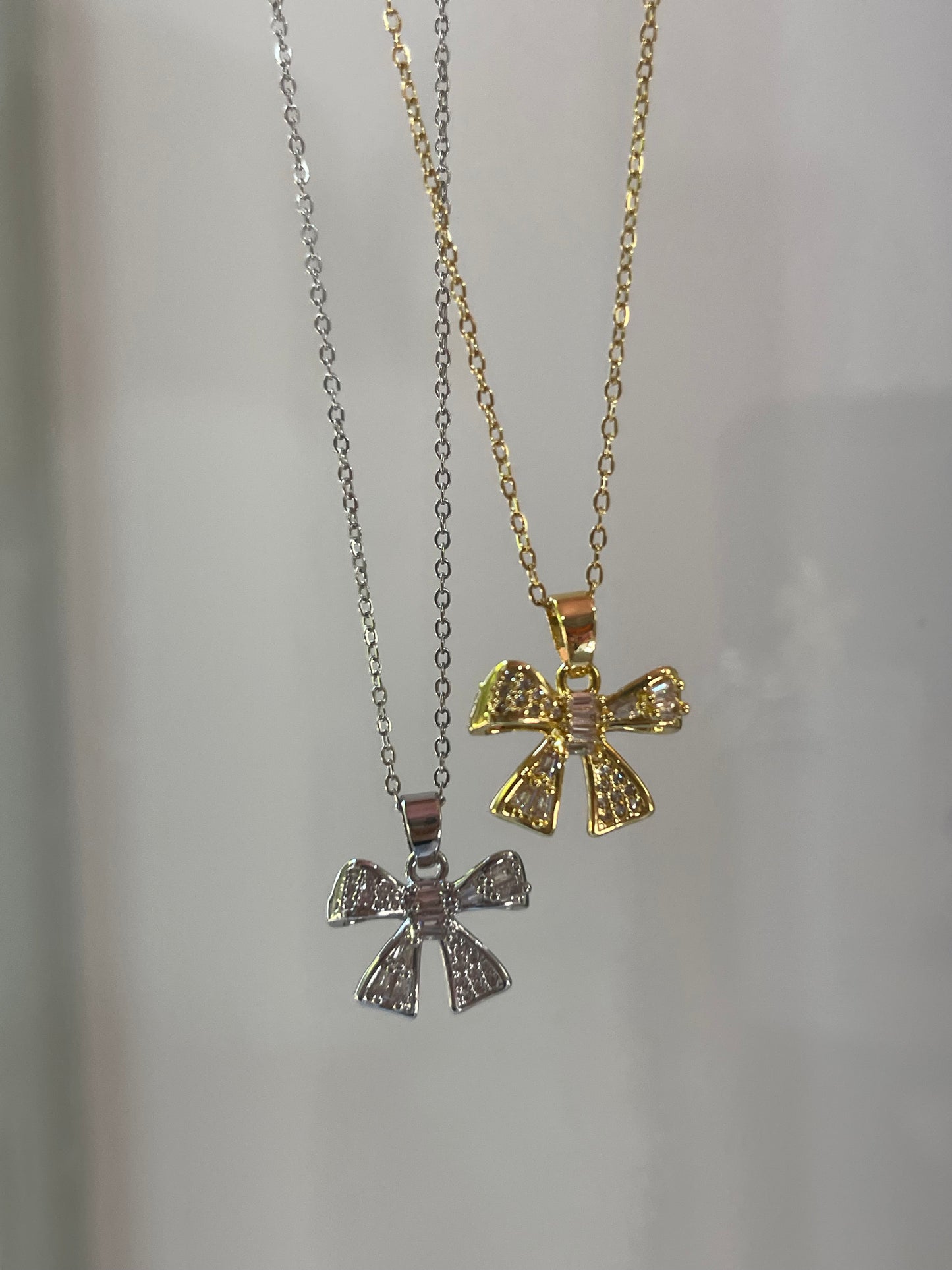 Crystal Bowtie Necklace (Stainless Steel)