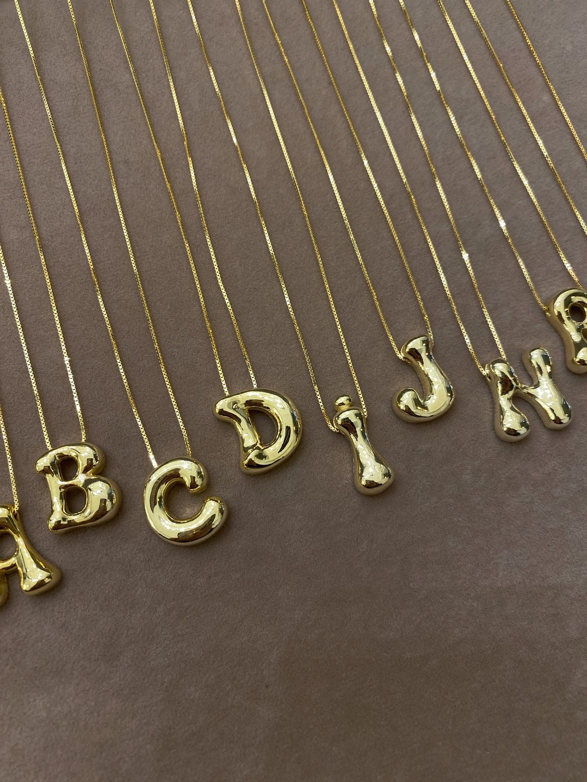Curvy Bubble Initial Letter Necklace (Stainless Steel)